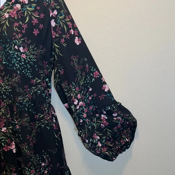 CeCe Floral Mini Dress - Black and Pink - Picture 5 of 9